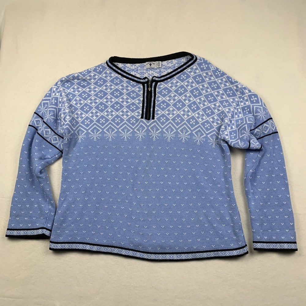 VTG Kite Strings 1/4 Zip‎ Nordic Sweater Women's Large Snowflake Winter Ski